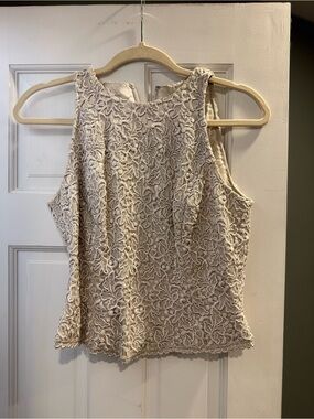 Carmen Marc Valvo vintage Cream Lace Sleeveless Shell Top size 4